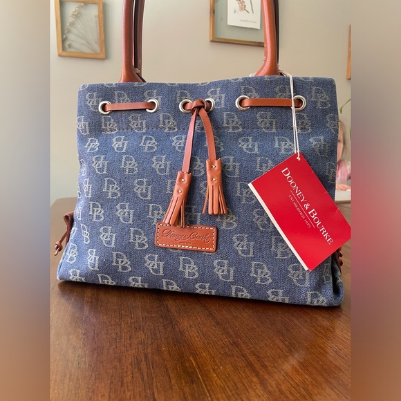 Vintage Dooney & Bourke Denim Satchel Bag Made in USA - Picture 3 of 13